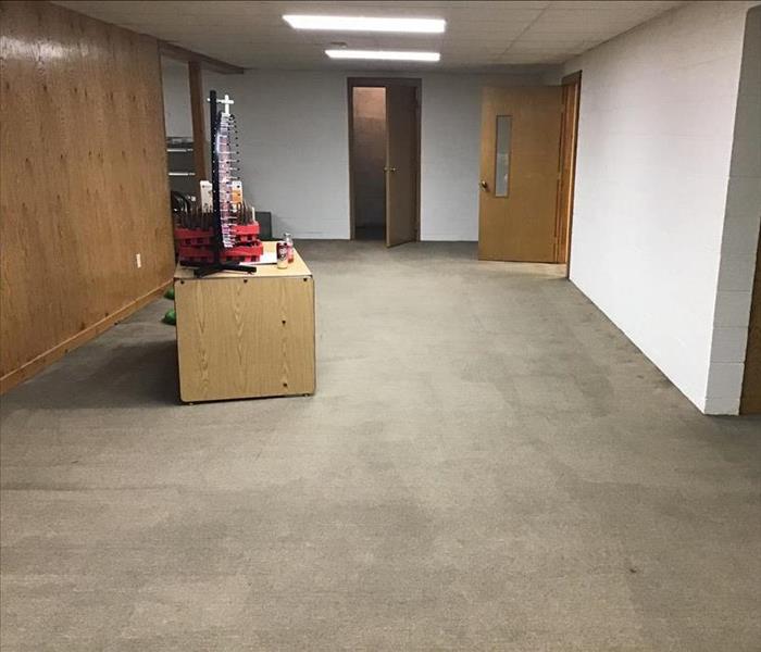 Dry school basement after water damage.