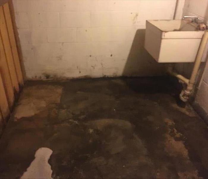 Basement floor with sewage